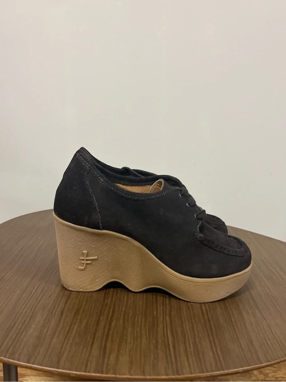 FAMOLARE Hi There! Square Up TRUFFLE Platform Lace-Up Shoes with Chunky Tan